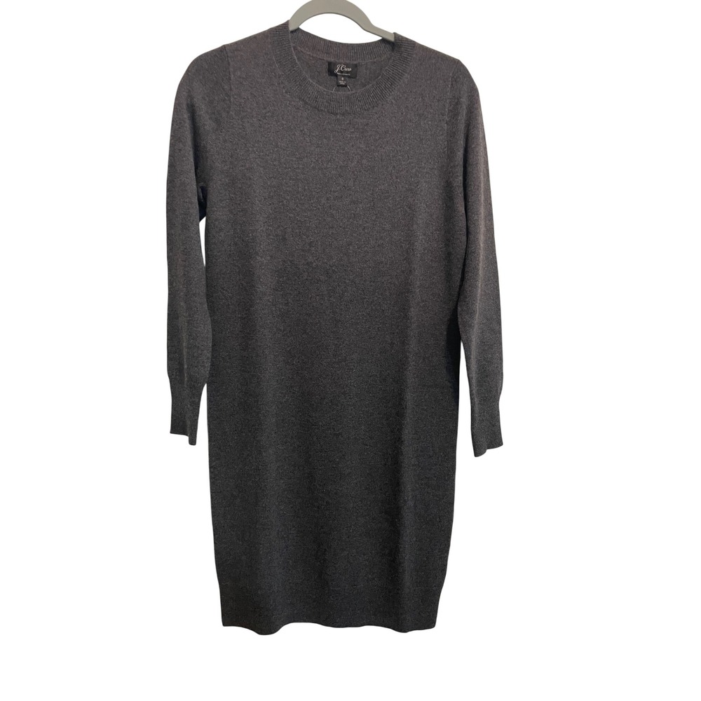 J.Crew Everyday 100% Cashmere Sweater‎ Dress Charcoal Grey Heather Size S